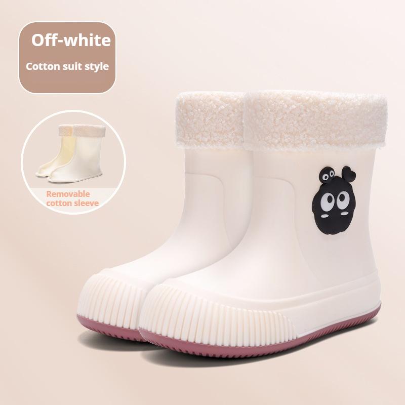 

Жіночі дощові чоботи середньої довжини з вельветом та знімними дощовиками, вуличне водонепроникне взуття, модне та легке, водонепроникне та нековзне гумове взуття 36