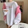 Women's Lake Blue Retro Street Style Korean Loose Sweatshirt