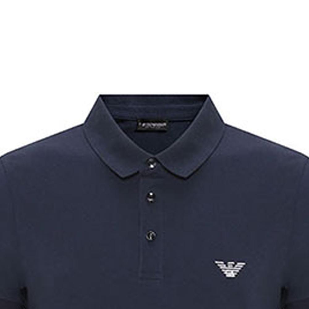 Emporio Armani Eagle Logo Embroidered Solid Color Short Sleeve Polo Shirt Men polo shirts Navy-Blue 211804-2R461-06935
