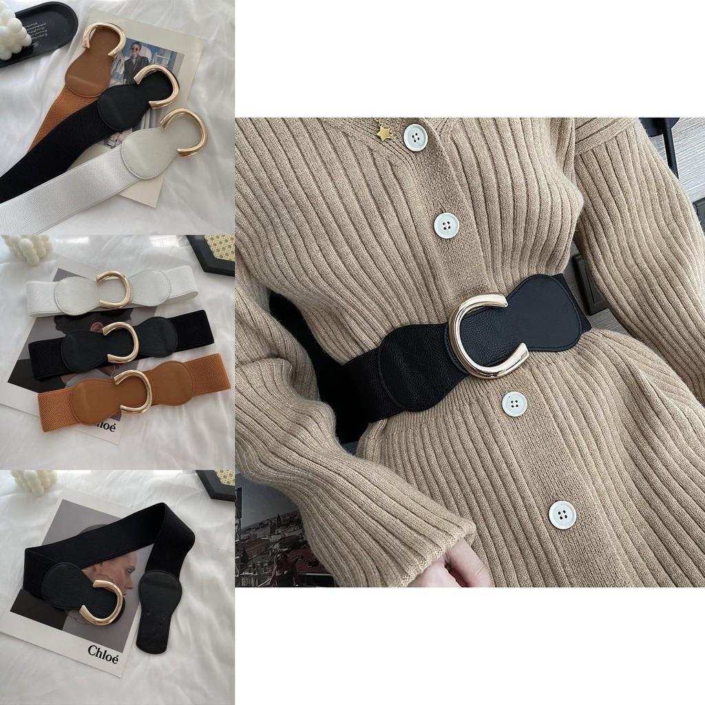 Elegant Women's Black Waist Cincher Belt With Flexible Stretch For Fashionable Dresses