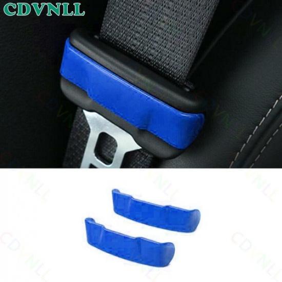 Car Seat Belt Buckle Adjust Frame Trim 2X For Ford Mustang 2015- Bright Blue