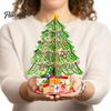 Small Tabletop Holiday Decoration 3D Puzzle Paper Christmas Tree Decoration, Desktop Ornaments Decorated with Star Topper And Gift Box for Home Decor