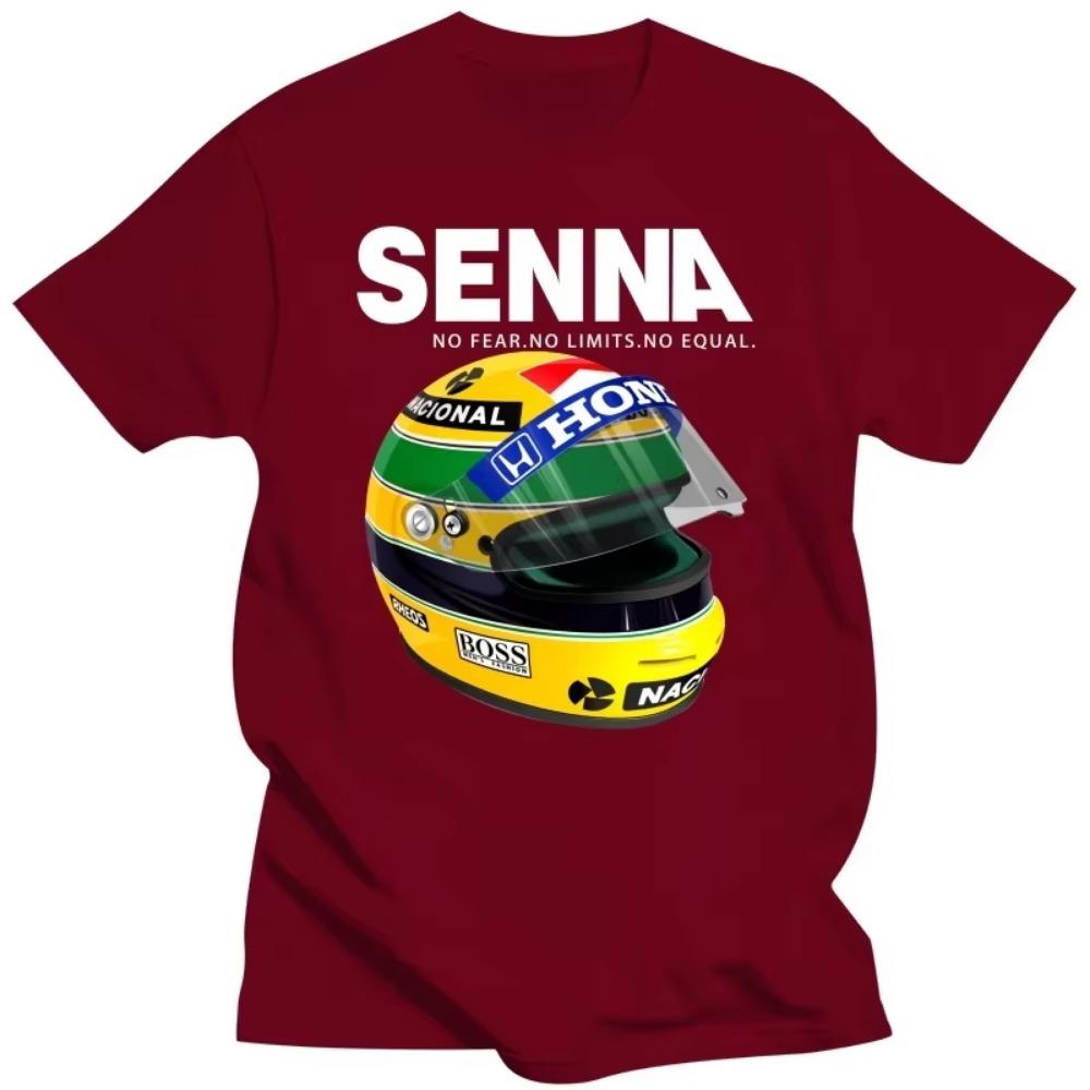 Maglietta estiva da uomo Ayrton Senna Elmetto Maglietta Top Abbigliamento 1 Auto da Corsa Uomo Girocollo Manica Corta T-Shirt Popolare Uomo Taglia Grande