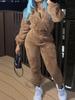 European & American Women's Solid Color Long Sleeve Plush Suit - Autumn/Winter Fashion Casualwear