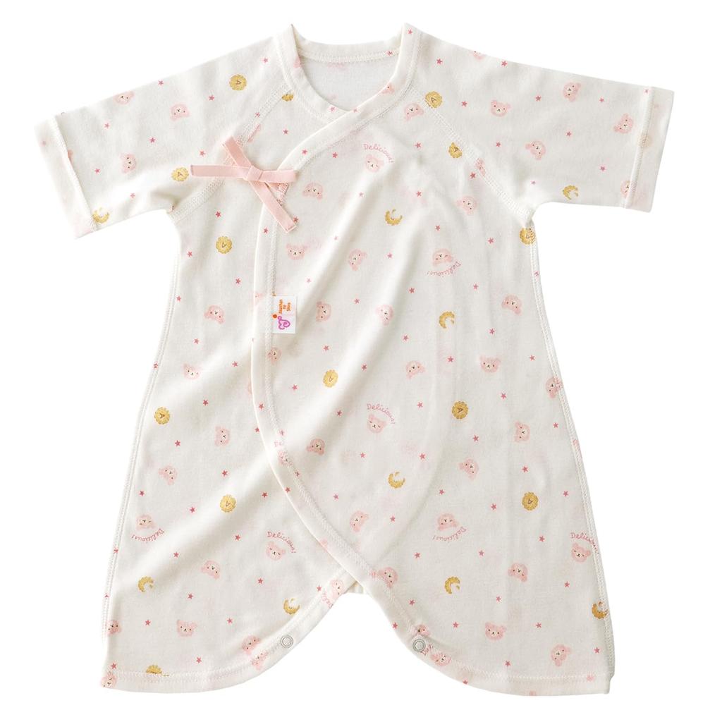 Baby Castle Combi Sizes Bear Made in Japan Underwear, 50-60, Cookie, Pink,