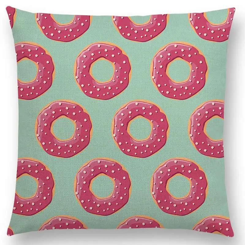 Colorful Prints Cushion Cover Chocolate Candy Donuts Pretty Ice Cream Pattern Color Party Sofa Throw Pillow Case Decor