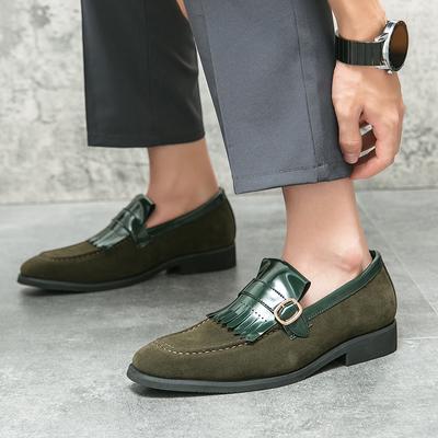 Mode 2025 Lente Herfst Nieuwe Handgemaakte Zool Heren Loafers Modieuze Groene Heren Zakelijke Werkschoenen Veelzijdige Lage Top Dresschoenen