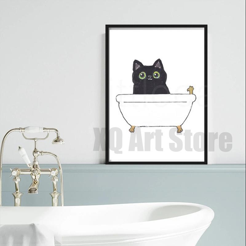 Cat Print Bath Time Cat Canvas Painting Print Wall Art Bathroom Decor Bathtub Bath Tub Wall Art Print Cat Lover Gift Unframed