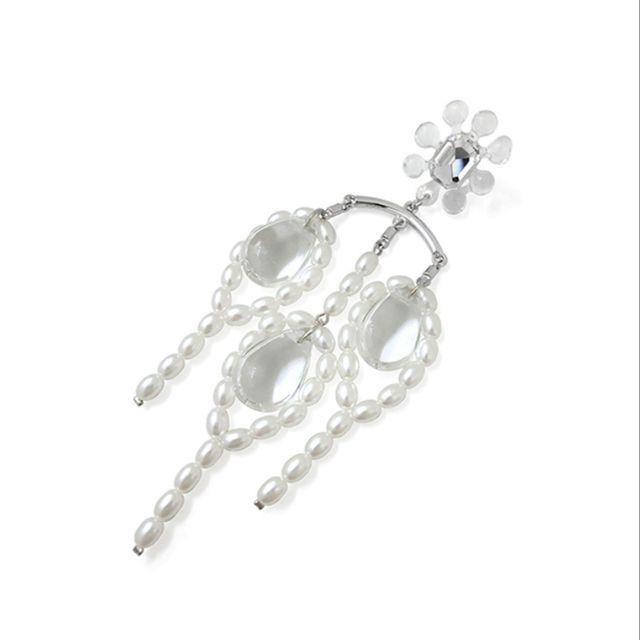 

Серьги из серебра 925 пробы, 1 шт., преувеличенные серьги с искусственным жемчугом и кристаллами, вечерние серьги для женщин, модные украшения (5 шт. доставки) бронзовый