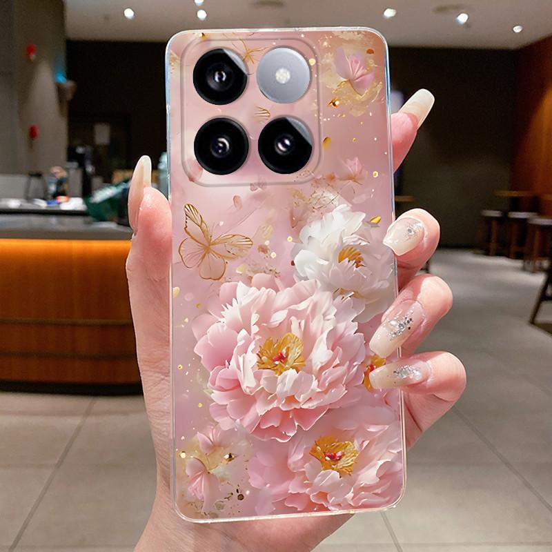 For Xiaomi 14T / Xiaomi 14T Pro Case Clear Luxury Fashion Butterfly Flower Soft TPU Silicone Casing Cover Transparent Phone Case