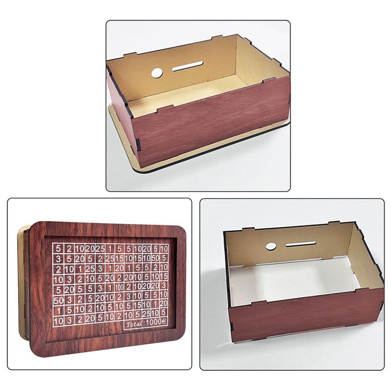 Wooden Money Saving Box Money Storage Bank With Saving Money Goals Counter Reusable Handmade Piggy Bank Coin Tray Storage Case