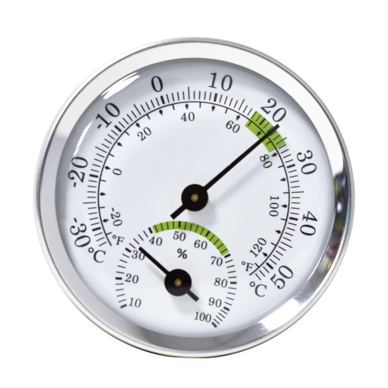 Mini Analog Hygrometer Thermometer Aluminum Alloy Case Plastic Base Lens