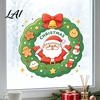 Christmas Window Clings Santa Claus Wreath Cling Cartoon Static Sticker PVC Easy Peel Film Waterproof Glass Decal for Home Holiday Party And