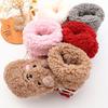 Women Winter Cute Bear Embroidery Fuzzy Slipper Socks Non Slip Warm Socks with Grips Furry Plush Sock for Home Sleeping