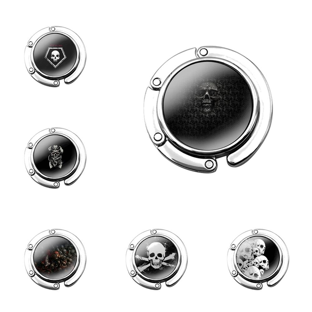 

Дизайн Подарочный Декор Пистолет Черный Череп Каратель Череп Складной Кошелек Крючок для Женского Стола Сумка Для Хранения Складной Декор Стол