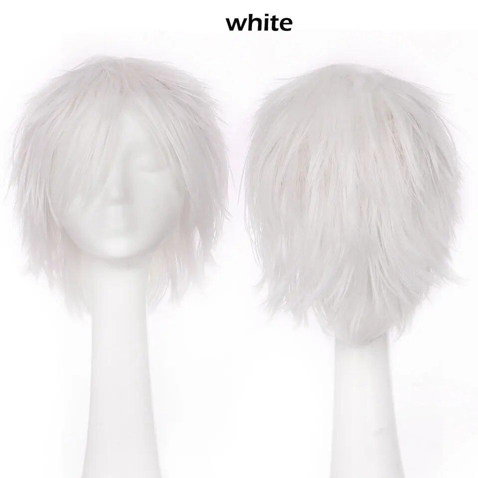 S-noilite Synthetic Short Wig Blue Brown Black Women Men Cosplay Costume Party Head Wigs Hair