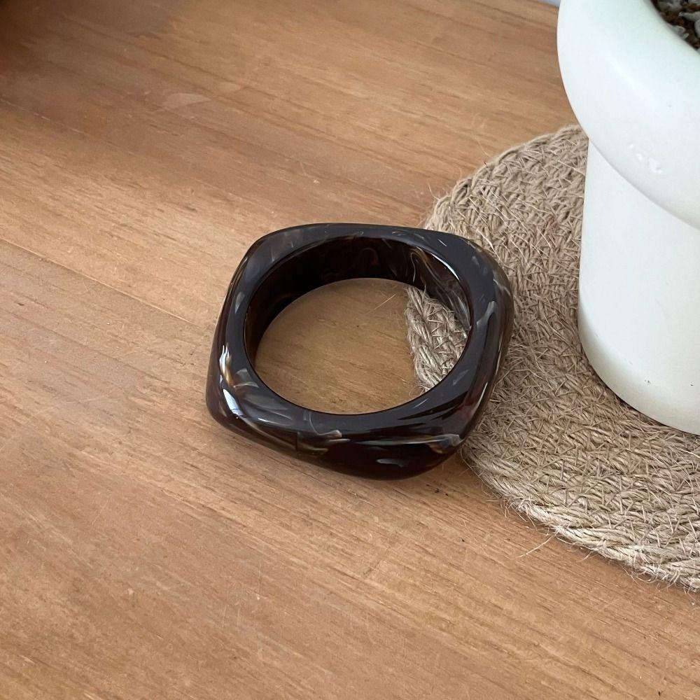 Bohemian Acrylic Bangle Smudging Retro  Hand Ring Creative Irregular Wide Bracelet  Gift