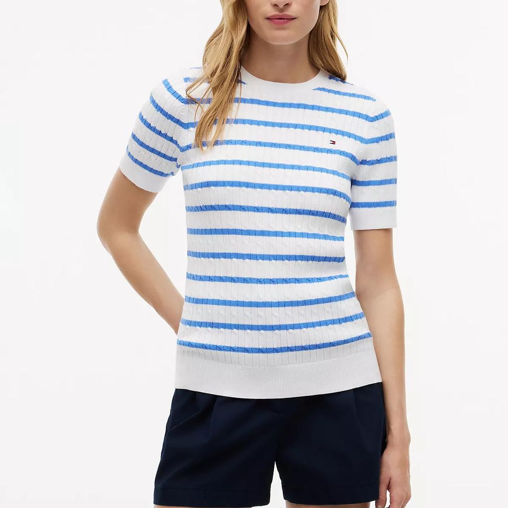 Tommy Hilfiger Casual Simple Soft Round Neck Short Sleeve Sweater Women sweater XW08019-YCF