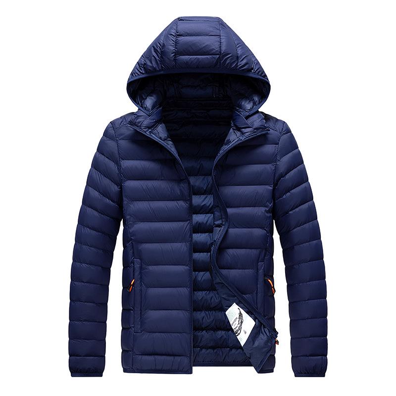 Men's Plus Size Multicolor Lightweight Cotton-Padded Winter Jacket with Detachable Hood