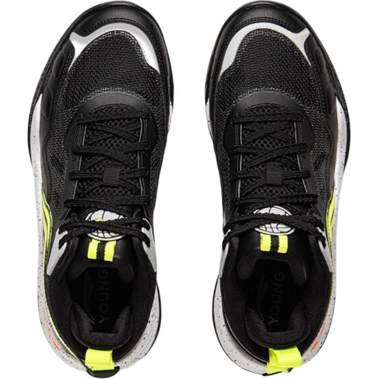 Li Ning Kids Basketball Territory V2 Comfortable Non-Slip Breathable Rebound Support Low-Top Basketball Shoes Kids Sneaker Black YKBV040-3