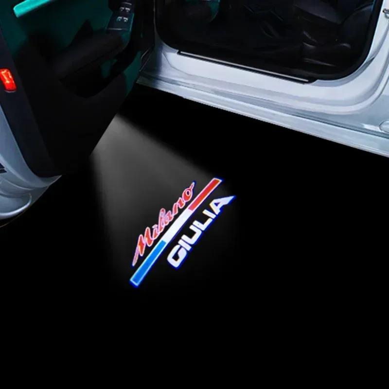 Car Stickers For Alfa Romeo For Alfa Romeo LED Car Door Welcome Light Logo Projector Giulia Giulietta Mito Stelvio Brera 147 166