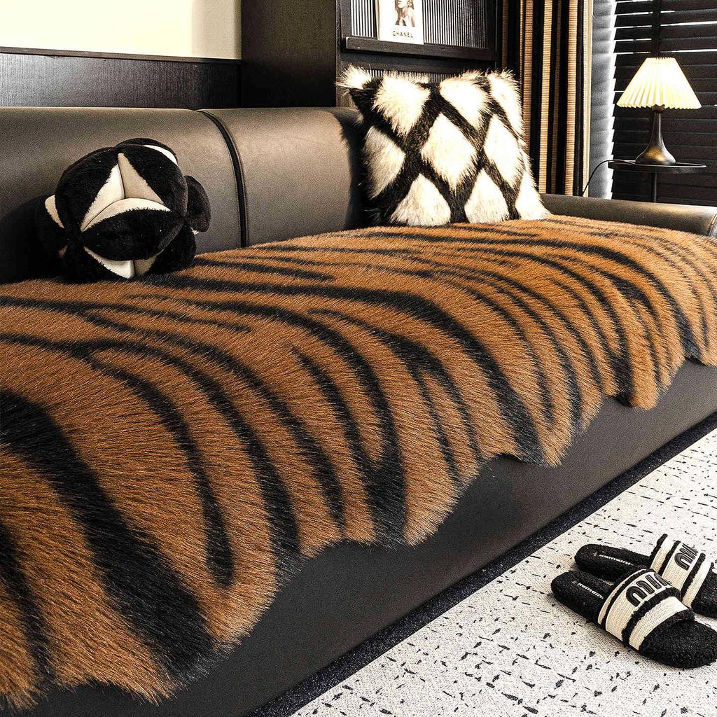 Luxury Imitation Mink Fur Sofa Cover Non-Slip Solid Color Thicken Warm Plush Sofa Towel For Living Room Couch Cover Home Decor