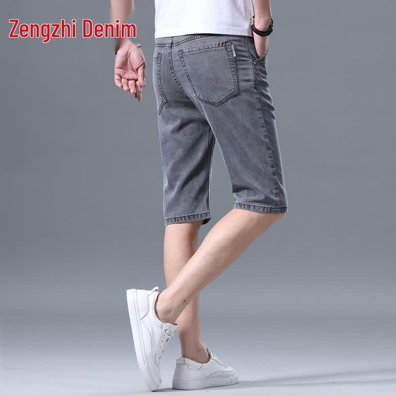 Zengzhi Men's Lyocell Tencel Loose Fit Denim Shorts