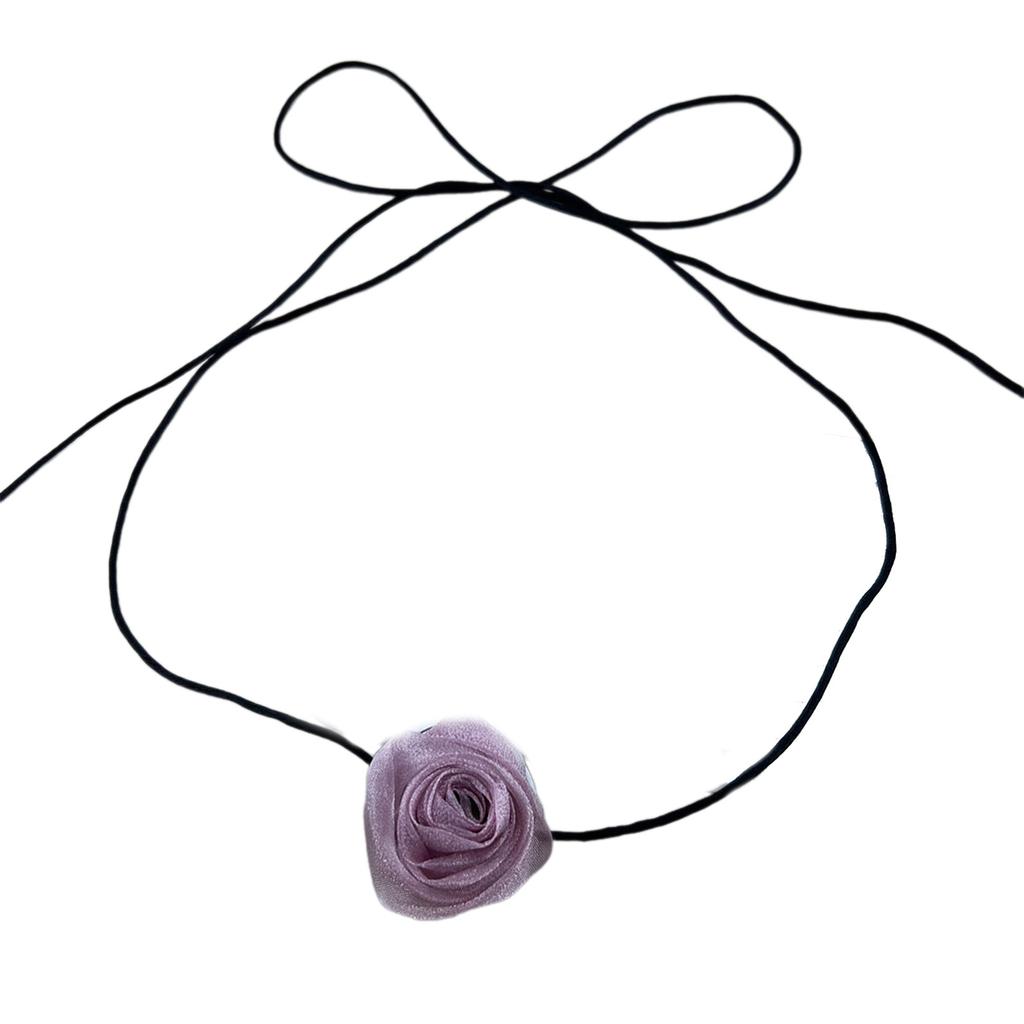 Stylish Rose Blossom Necklace Simulation Flower Neckchain Women Girls Collarbone Chain Eye Catching Choker Accessory