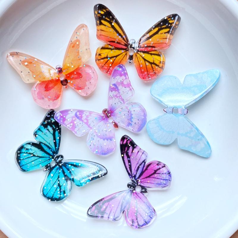 10 Stück Harz Lieblich Gemischt Süße Farbe 3D Schmetterling Cabochon Scrapbook Kawaii DIY Verzierungen Zubehör K59