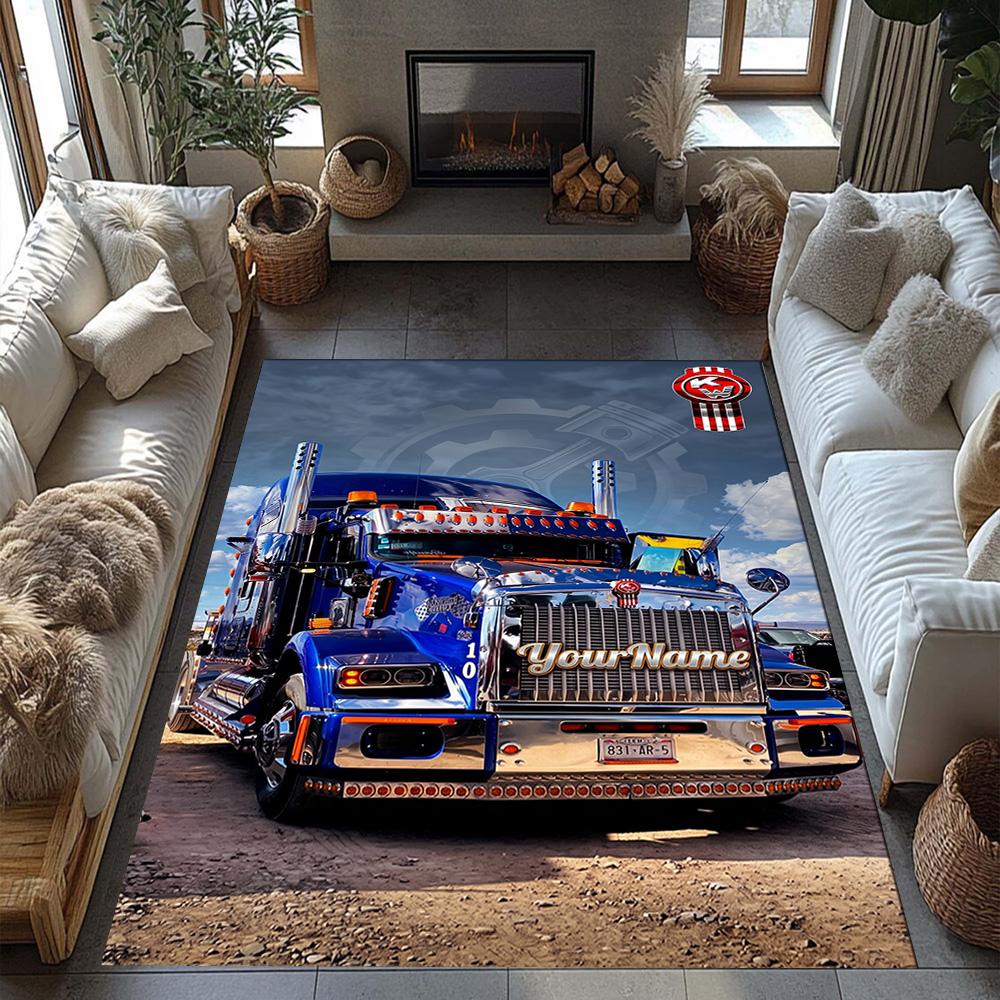 Kw Heavy Trucks Personalized Name Carpet Perfect for Hallway Dining Room Study room Kitchen Antislip Carpet Anime Office Decor Wedding Party Gift