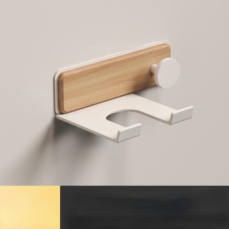 Walnut Hair Dryer Storage Rack, Bathroom, Washbasin, Non Perforated Air Duct Hanging and Storage Rack, Wall Mounted Bracket