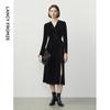 LANGZI French Style Velvet Slim-Fit Dress