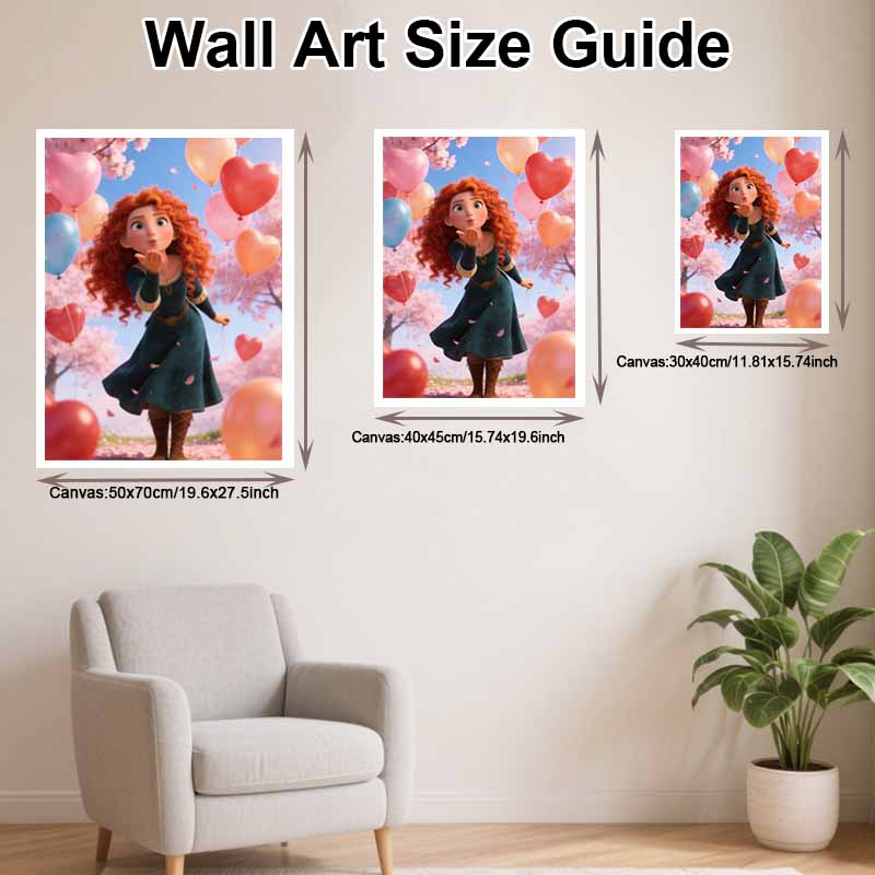 Disney Diamond Painting Kit Unframed Brave Merida With Balloons Classic Style Home Decor Craft, Perfect Gift Idea
