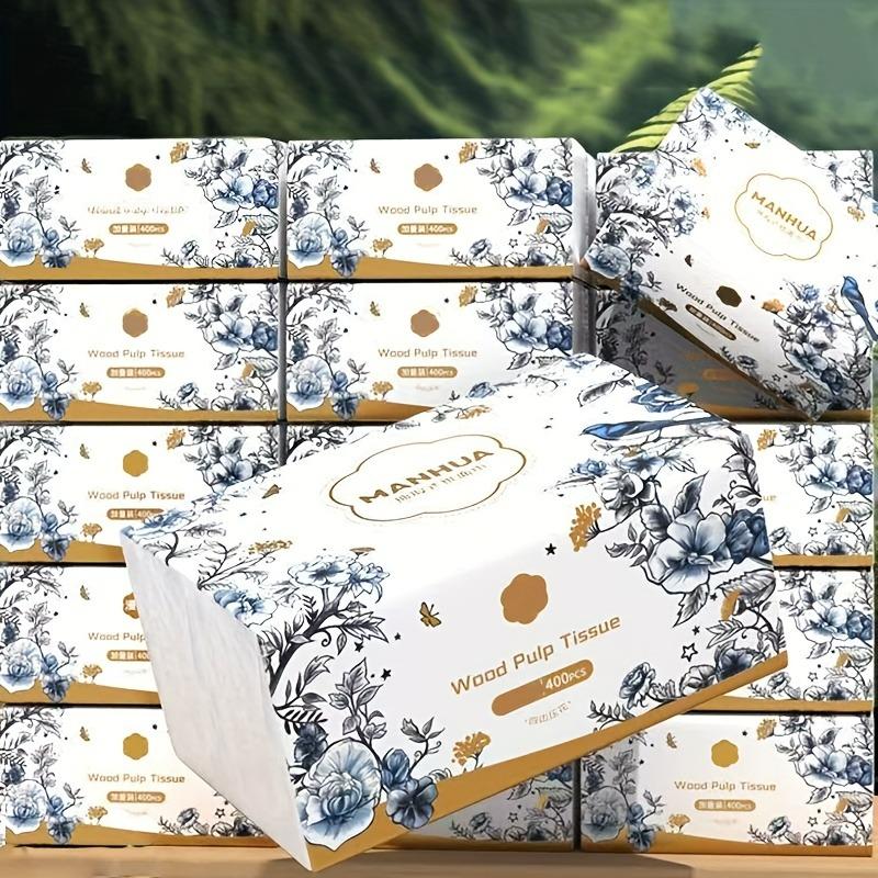 6 Packungen insgesamt Großes Fassungsvermögen Restaurant-Servietten, 5-lagig, Dicke geprägte Taschentücher, für Küchen, Badezimmer Zuhause, Büro, Auto