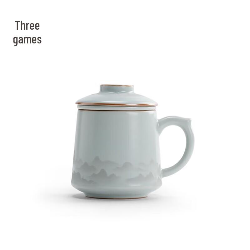 Nanshan Ru Kiln Ink Wash Ceramic Tea Mug with Infuser, 400ml