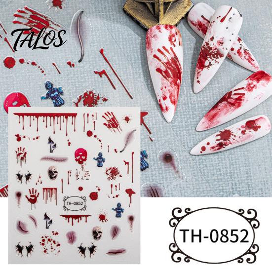Self Adhesive Nail Decorations for Women 6 Sheets Halloween Stickers Women, Pumpkin Ghost Bat Skull Decals Manicure Decoration Decals, Art Accessories