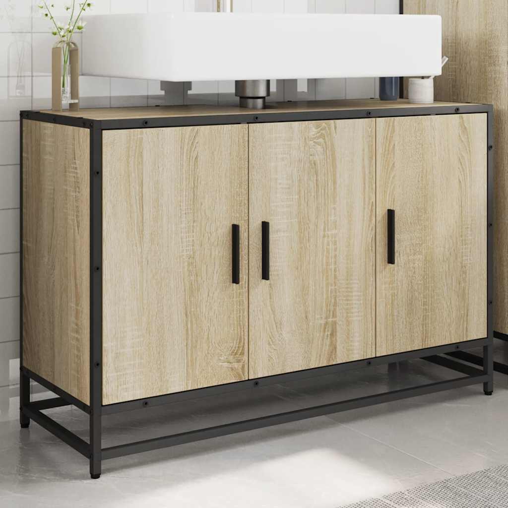 Bathroom Washbasin Cabinet Sonoma Oak 90 X 33 X 60 Cm Engineered Wood
