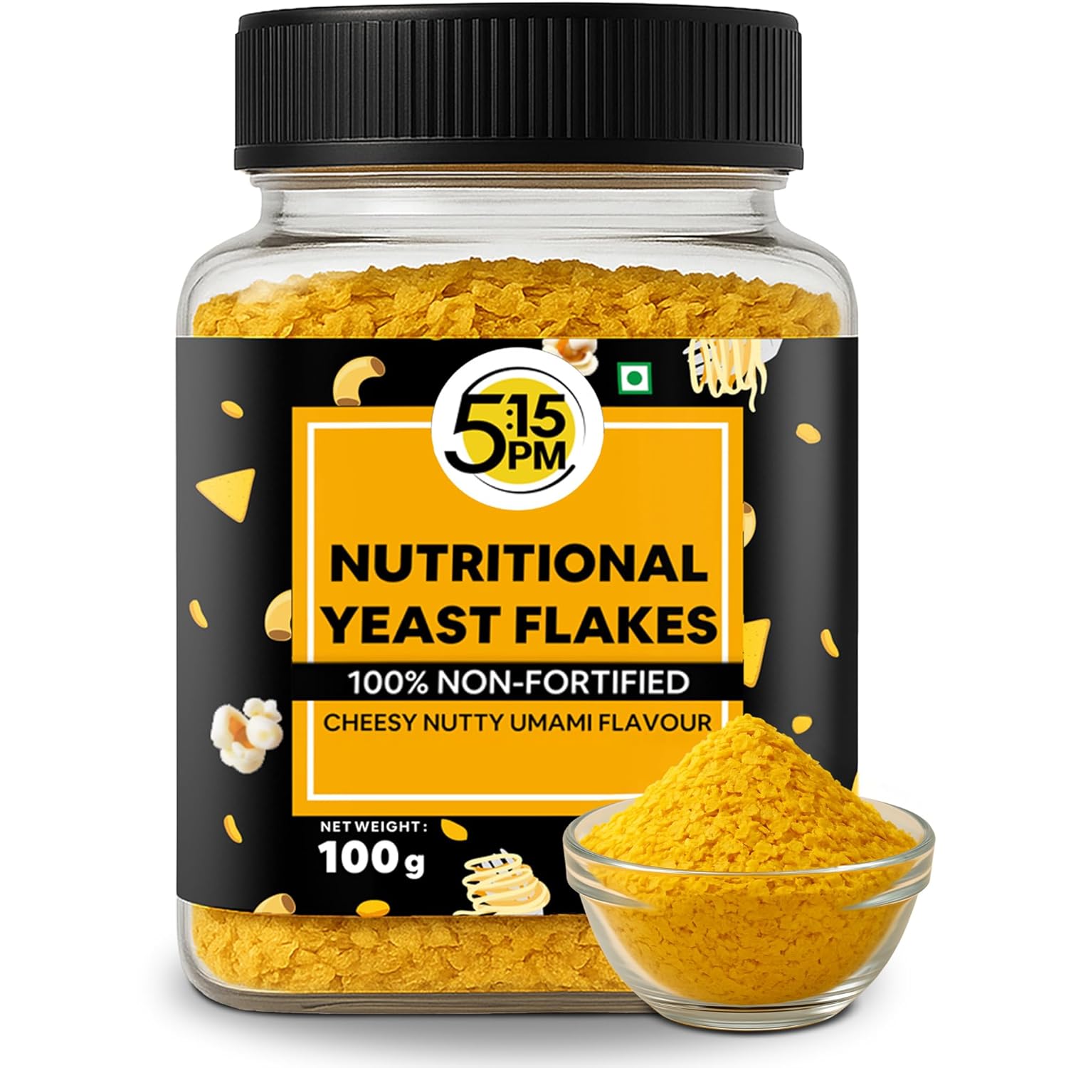 5:15PM Nutritional Yeast Flakes Unfortified 100g | Nutty Cheesy Flavour Seasoning | Non-Fortified Yeast Powder