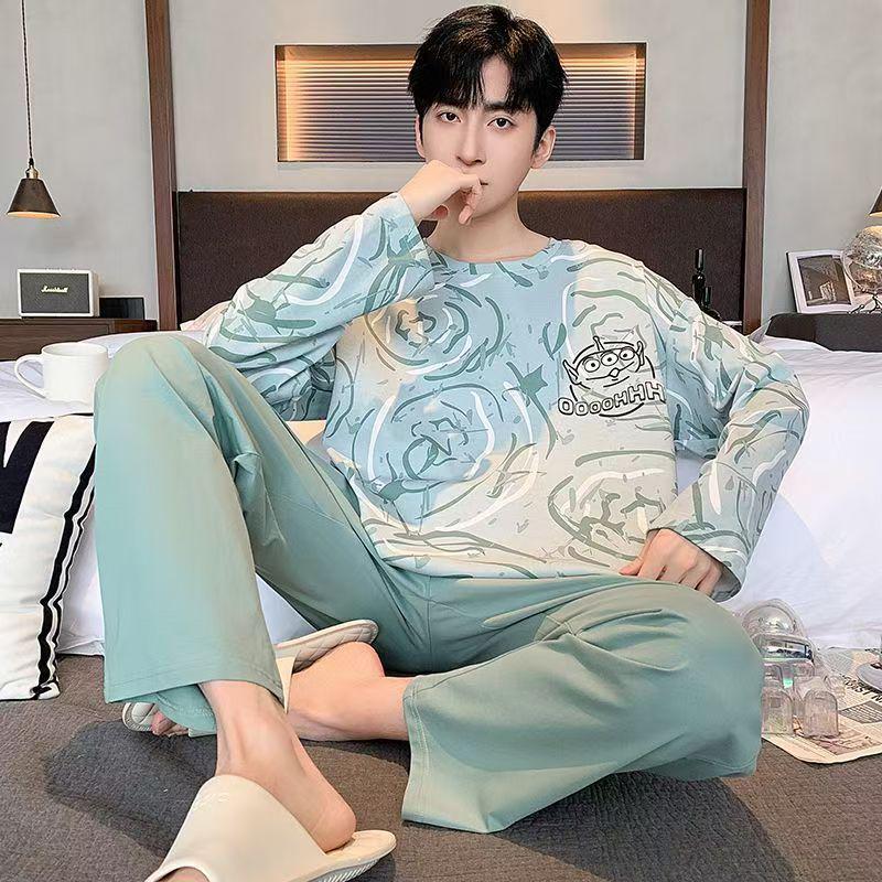 Herren Langarm Pyjama Set, Frühling/Herbst Freizeitstil, Draußen tragbar