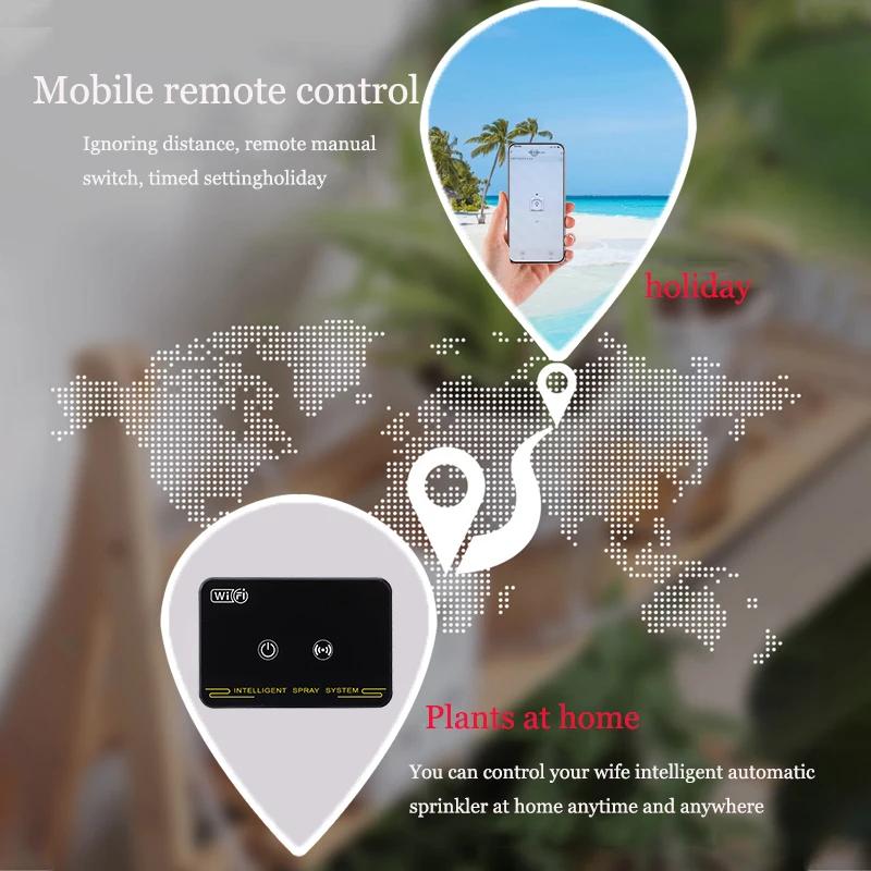 WiFi Rainforest Irrigation Timer Watering System Fog Nozzles Irrigation Kit Automatic Spray Misting Plant Watering System