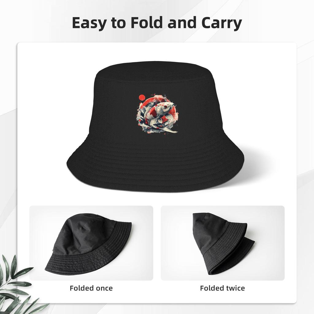 Koi Rising Bucket Hat Panama Bob Hats Outdoor Hip Hop Autumn For Summer Beach Fishing Unisex Fisherman Caps