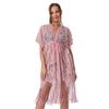 Copricostume da Donna con Nappe Sarong da Spiaggia Vestito Lungo da Spiaggia Pizzo Floreale Kimono Bikini Copricostume