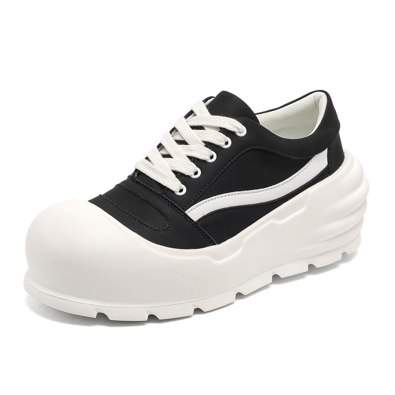 Niche American Thick-soled Heightening Sports Canvas Shoes Big Head Men's Muffin Bottom Trendy Dad Shoes 24923-J