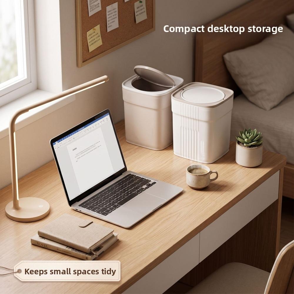 Sealed Desktop Trash Can Non-slip Waste Paper Basket Durable Garbage Can  Bedroom