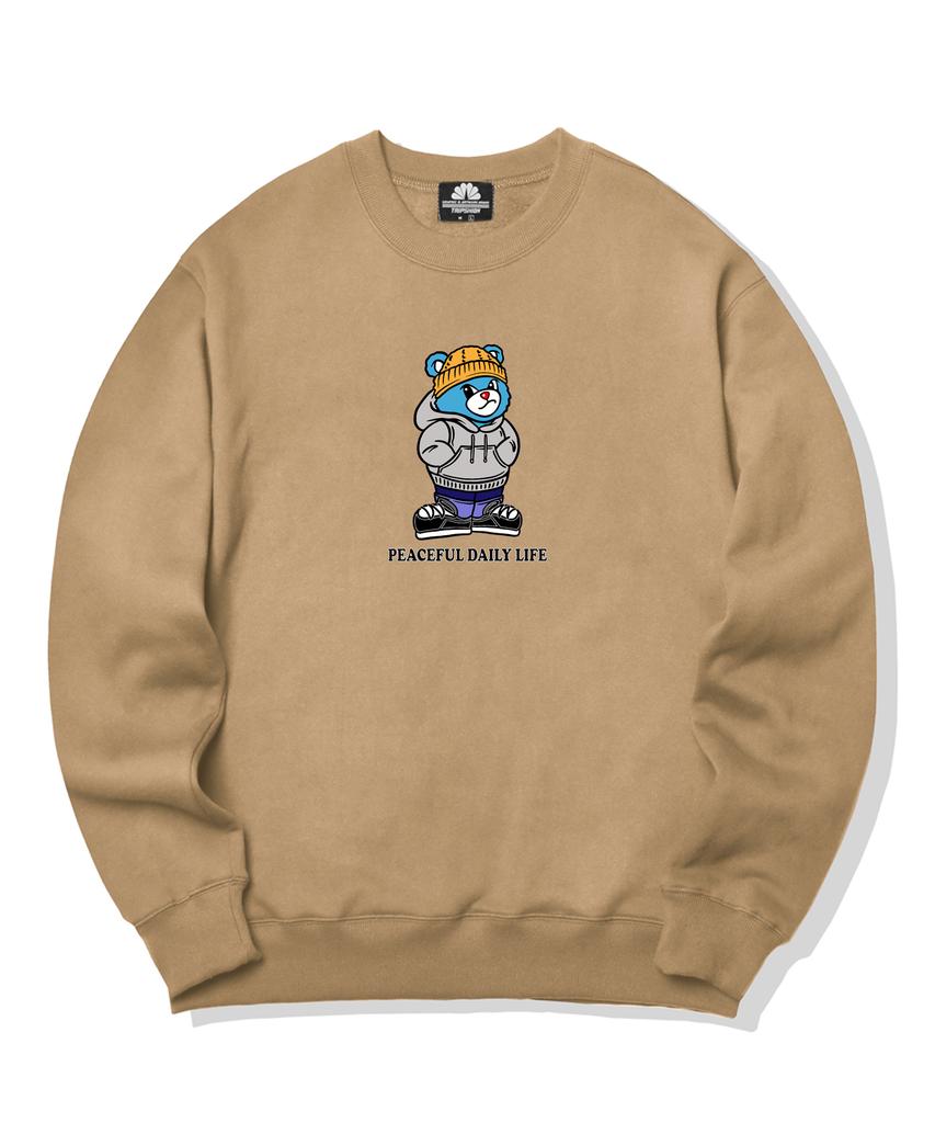 TRIPSHION City Bear Graphic Crewneck - Beige
