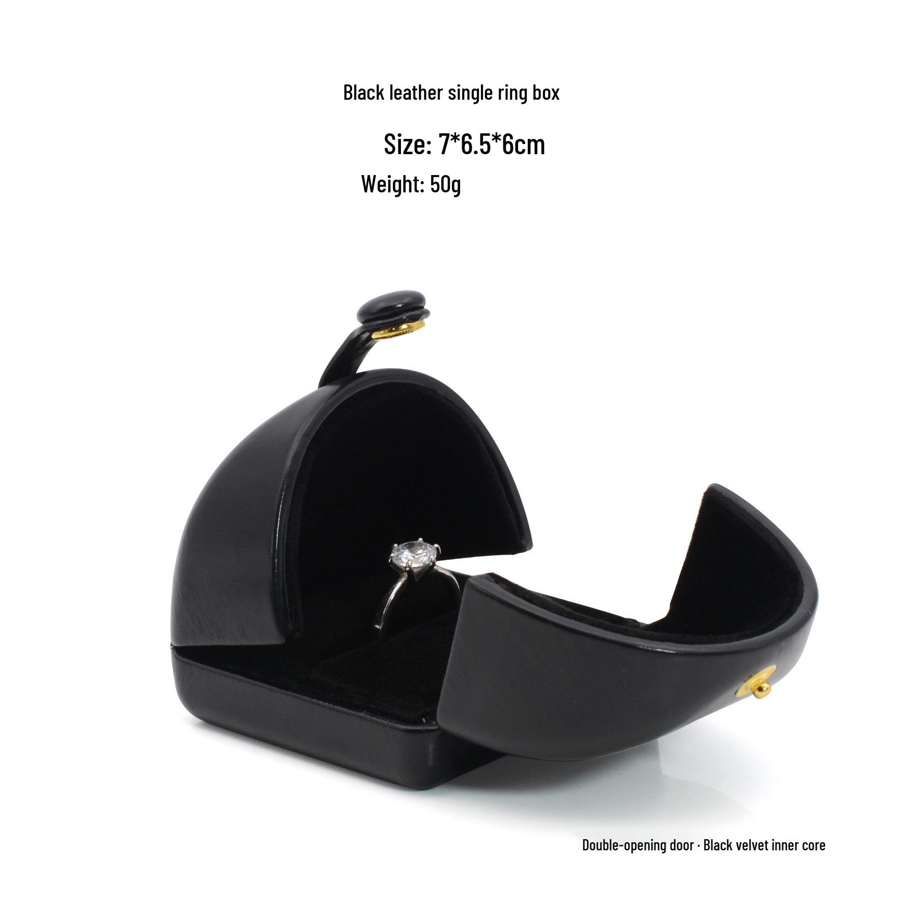 

Black Leather Dual-Opening Jewelry Box for Rings, Earrings, Necklaces, and Bracelets