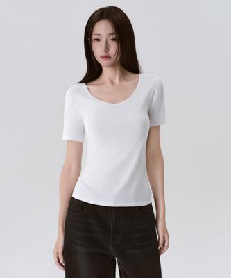 MUSINSA STANDARD WOMAN [Hit Standard] Women'S Scoop Neck Short Sleeve Undershirt [White]