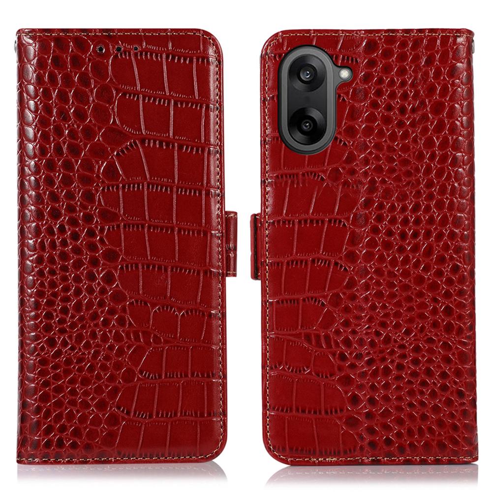For OnePlus Nord CE 5G/Ace 5 Racing 5G Case RFID Blocking Wallet Crocodile Texture Genuine Cow Leather Phone Cover