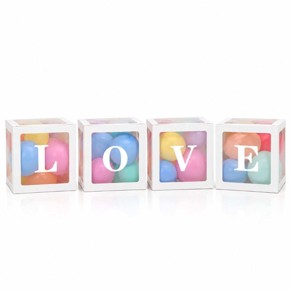 4pcs PVC Paper Surprise Box Transparent Window Balloon Display Box Party Decoration