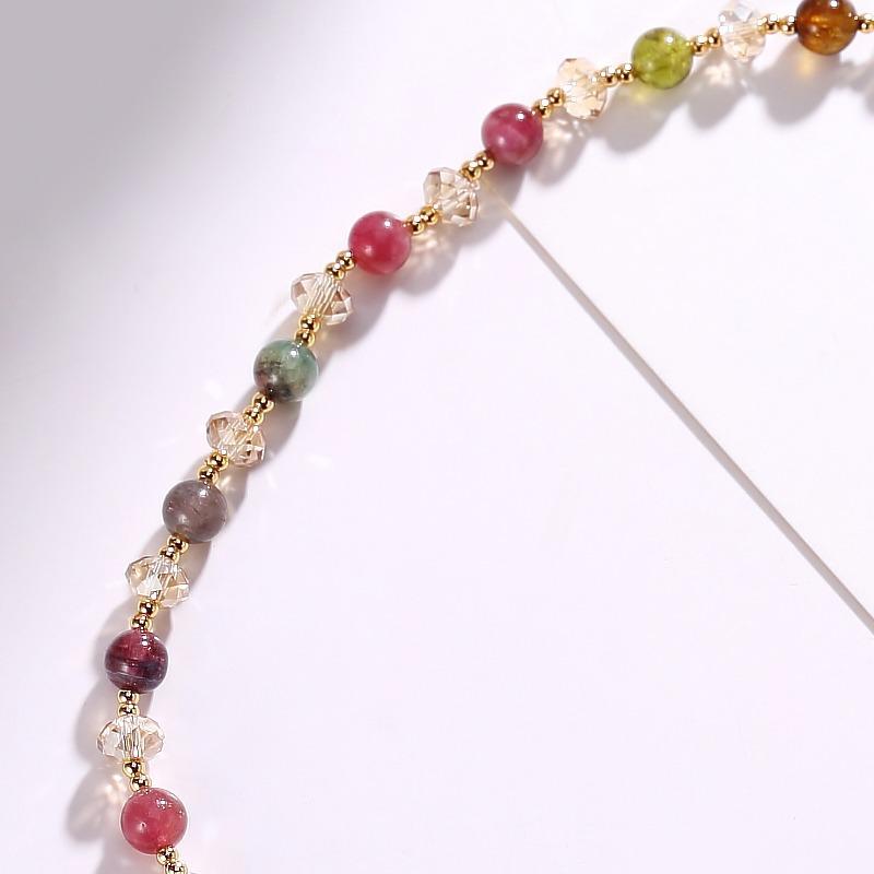 Trendy Crystal Rhinestone Bracelet for Women Premium Quality Genuine Tourmaline Multi-Strand Beaded Jewelry Original Design Gift